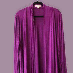 Magenta High Low Long Sleeve Cardigan